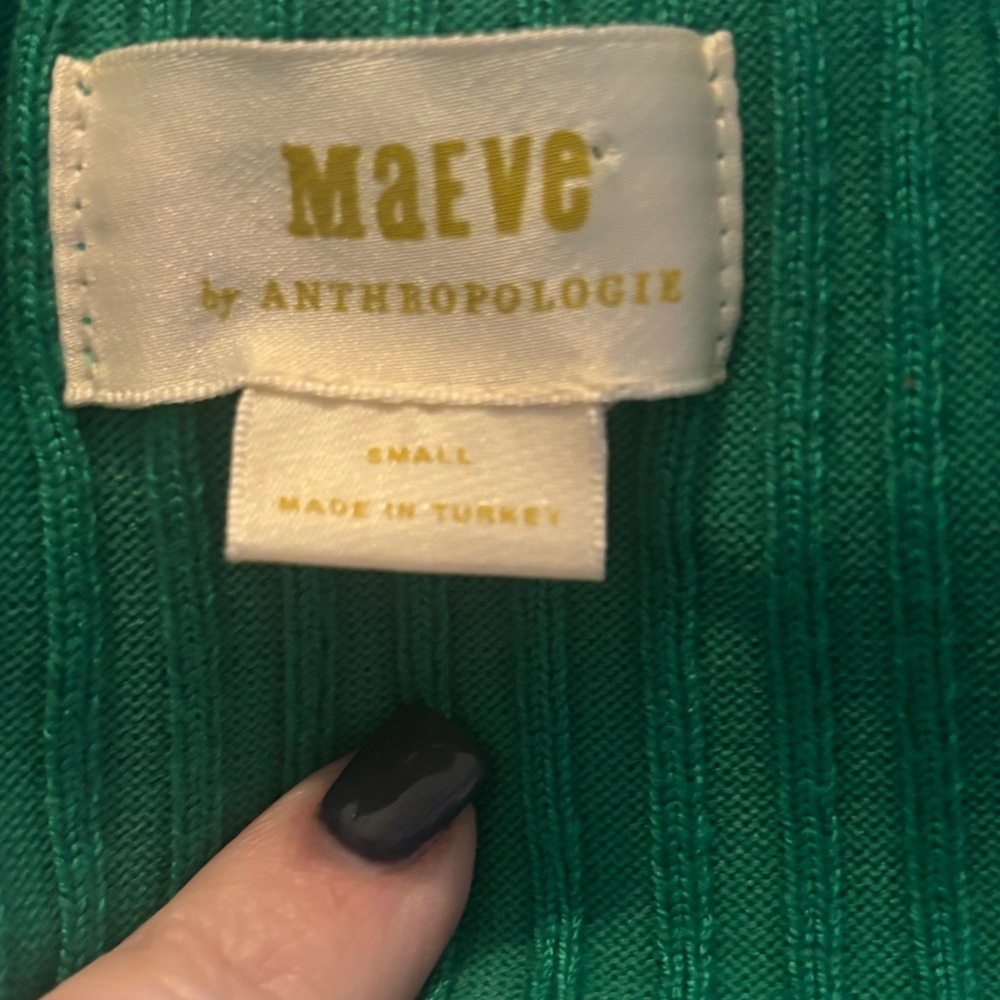 Maeve Green Ribbed V-Neck Button Cardigan - Picture 5 of 6